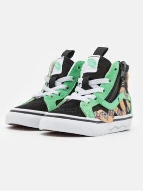 VANS Toddler Black & Green Snake Sk8-Hi Sneakers-Size 5.5C